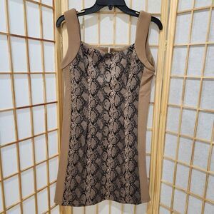 Radzoli Womens Black/Brown Animal Print Sleeveless Dress Sz Medium NWT